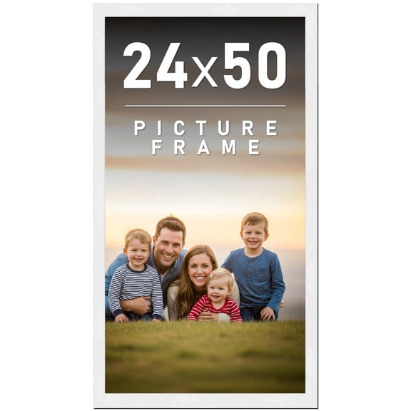24x50 Frame White Solid Wood Picture Frame Includes UV Acrylic Shatter Guard Front, Acid Free Foam