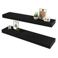 thumbnail image 1 of Jouetondream 24X6 Black Floating Shelves for Wall, Wood Hanging Shelves up to 20lbs for Bedroom, Bathroom, Kitchen(Set of 2), 1 of 8
