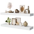 thumbnail image 1 of Jouetondream 24X6 White Floating Shelves for Wall, Wood Hanging Shelves up to 20lbs for Bedroom, Bathroom, Kitchen(Set of 2), 1 of 8