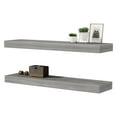 thumbnail image 1 of Jouetondream 24X6 Walnut Gray Floating Shelves for Wall, Wood Hanging Shelves up to 20lbs for Bedroom, Bathroom, Kitchen(Set of 2), 1 of 8