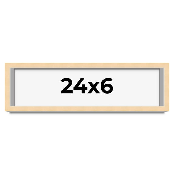 24x6 Frame Natural Wood Picture Frame | 0.75 Inch Moulding Width | with UV Acrylic Plexiglass, Foam