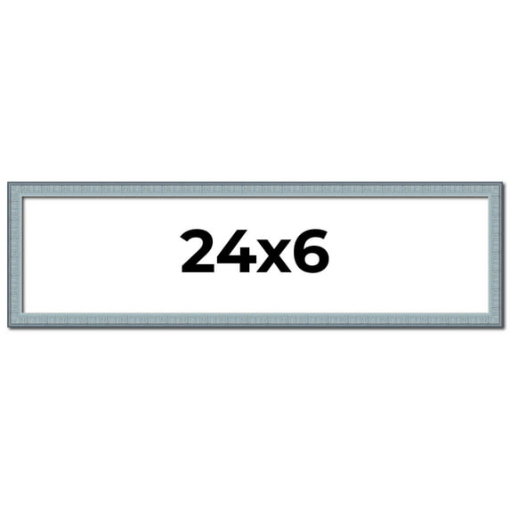 24x6 Frame Rustic Sky Blue Solid Wood Picture Frame | 0.75 Inch Moulding Width |Includes UV Acrylic