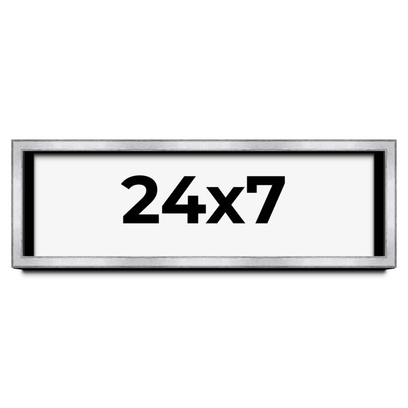 24x7 Shadow Box Frame Silver | 1.375 Inches Deep Real Wood Contemporary Shadowbox Display Frame |