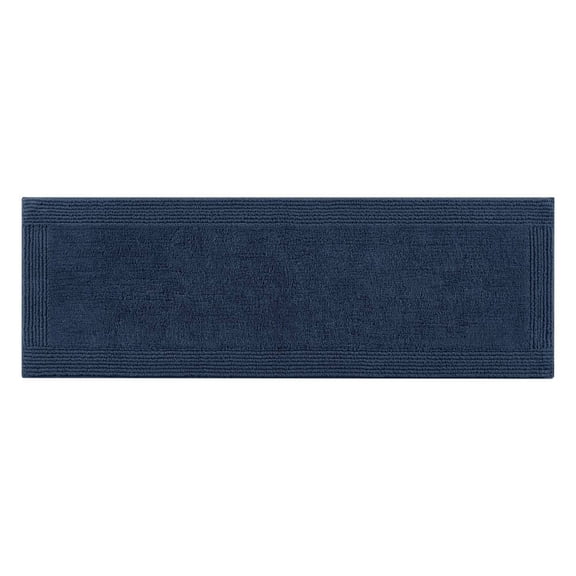 24x72 Inches 100% Cotton Tufted 3000 GSM Reversible Bath Rug Runner, Navy Blue Soft Absorbent Bathroom Mat