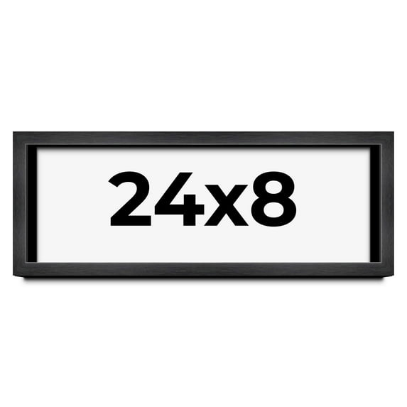 24x8 Frame Black Charcoal Grey Wood Textured Picture Frame | 0.75 Inch Moulding Width | Gunmetal