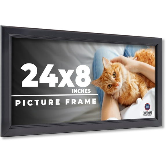 24x8 Frame Black Passaggi Solid Wood Picture Frame Width 1.5 Inches | Interior Frame Depth 0.5