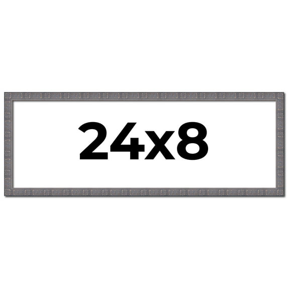 24x8 Frame Blue Kingsley Pewter Solid Wood Picture Frame Width 0.75 Inches |Interior Depth 0.5