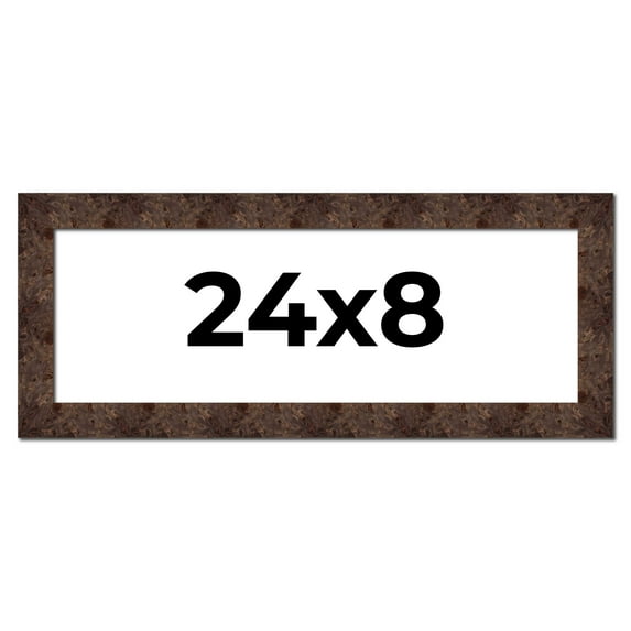 24x8 Frame Brown Burl Real Wood Picture Frame Width 1.625 Inches | Interior Frame Depth 0.5 Inches