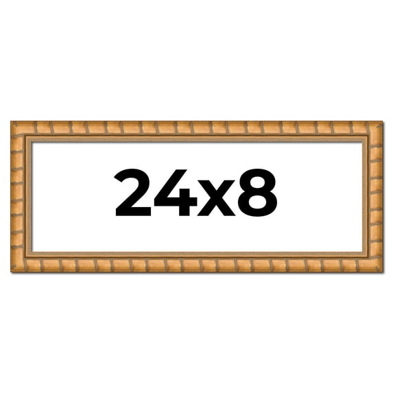 24x8 Frame Gold Real Wood Picture Frame Width 1.5 inches | Interior Frame Depth 0.5 inches | Bhutan