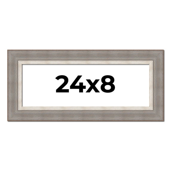 24x8 Frame Grey Real Wood Picture Frame Width 2.75 Inches | Interior Frame Depth 0.5 Inches | Linus