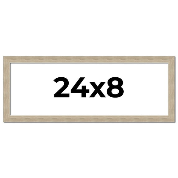 24x8 Frame Grey Solid Wood Picture Frame Width 1 Inches | Interior Frame Depth 0.5 Inches |