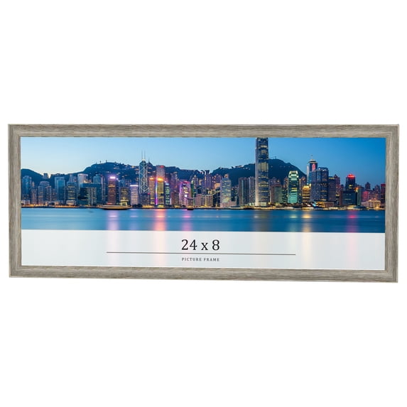 24x8 Frame Grey Solid Wood Picture Frame Width 1 Inches | Interior Frame Depth 0.5 Inches |