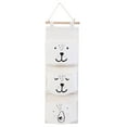 thumbnail image 1 of 24x8 Inch 3 Pocket Hanging Storage Organizer Foldable Cotton Fabric Wall Pouch for Bedroom Dorm and Kitchen Accessory Management System, 1 of 5