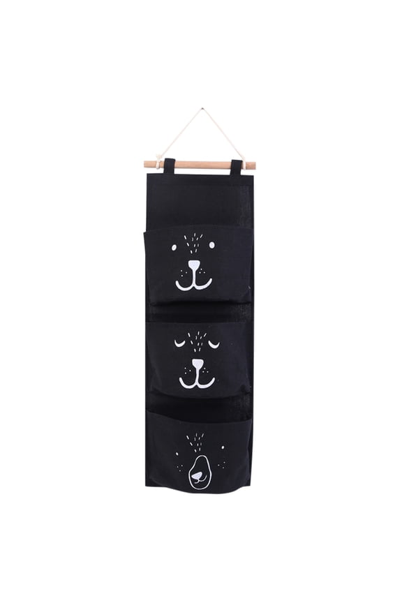 24x8 Inch Hanging Storage Bag with 3 Pockets Waterproof PE Coated Fabric Organizer for Entryway Bedroom and Wardrobe De-Cluttering