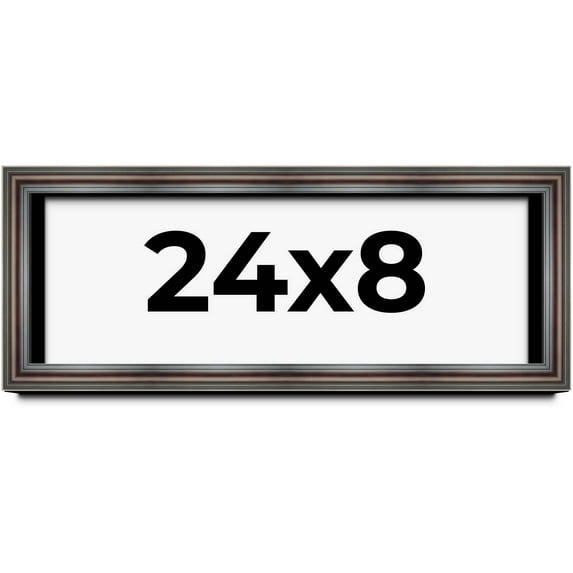 24x8 Shadow Box Frame Brown Cherry | 2.625 Inches Deep Pine Wood Traditional Shadowbox Display