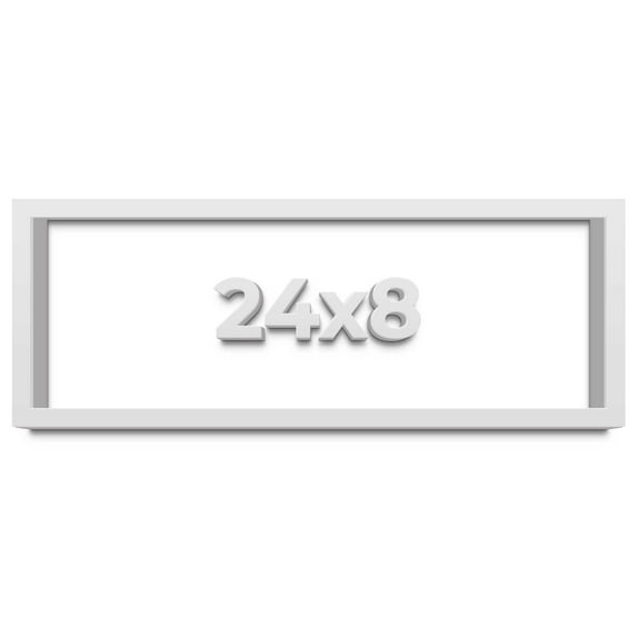 24x8 Shadow Box Frame White | 1 Inches Deep Real Wood Contemporary Shadowbox Display Frame | UV