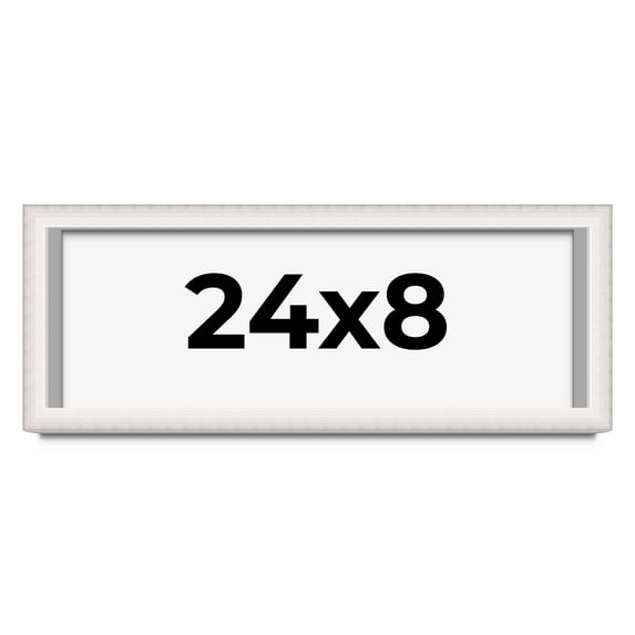 24x8 Shadow Box Silver Brushed Striped Display Frame | 1.625 Inches Deep | 1 Inch Moulding Width |