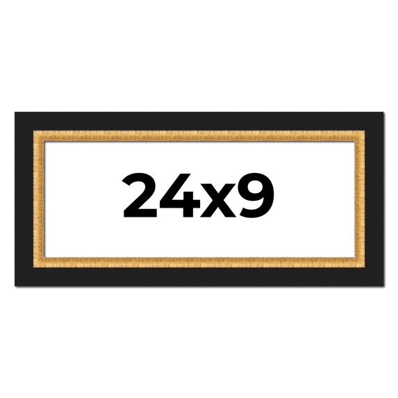 24x9 Frame Gold Real Wood Picture Frame Width 2.25 Inches | Interior Frame Depth 0.5 Inches |