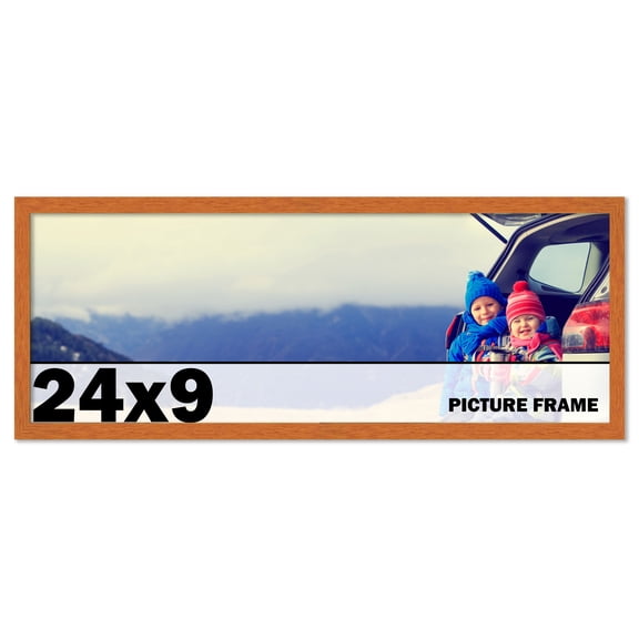 24x9 Frame Honey Pecan Brown Picture Frame - Modern Photo Frame Includes UV Acrylic Shatter Guard