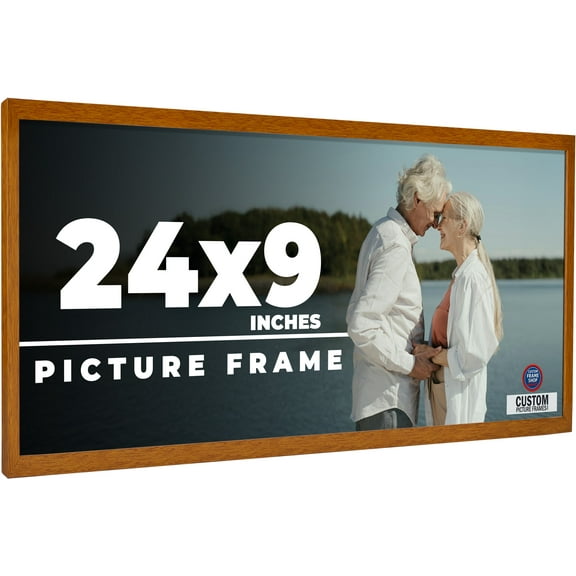 24x9 Honey Brown Real Wood Picture Frame Width 0.75 inches | Interior Frame Depth 0.5 inches |