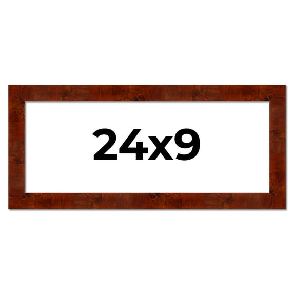 24x9 Walnut Brown Veneer Real Wood Picture Frame Width 1.75 inches | Interior Frame Depth 0.5
