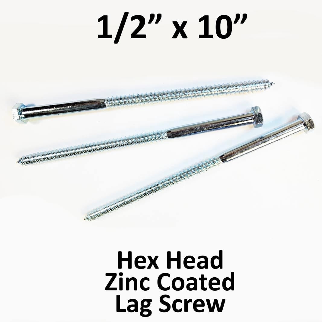 (25) 1/2" x 10" Lag Screws White Zinc