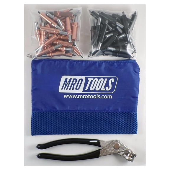 25 1/8 & 25 5/32 Cleco Fasteners + Cleco Pliers w/Mesh Carry Bag (K4S50-2)