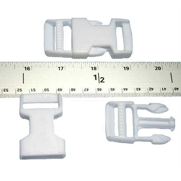 25 - 1 inch White Side Release Plastic Buckles