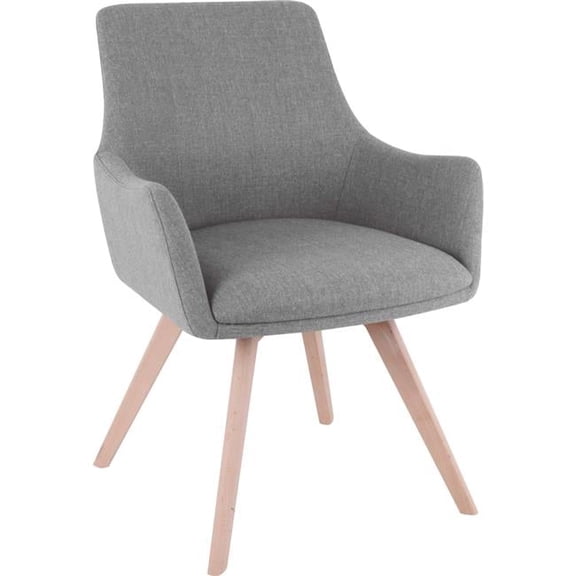 25.1 x 24.8 x 35 in. Gray Flannel Guest Chair with Wood Legs, Gray