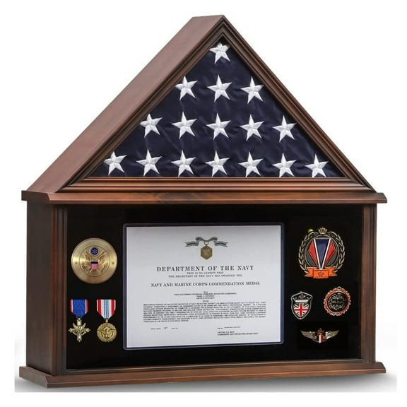 25.1" x 3.78" American Flag Walnut Shadow Box