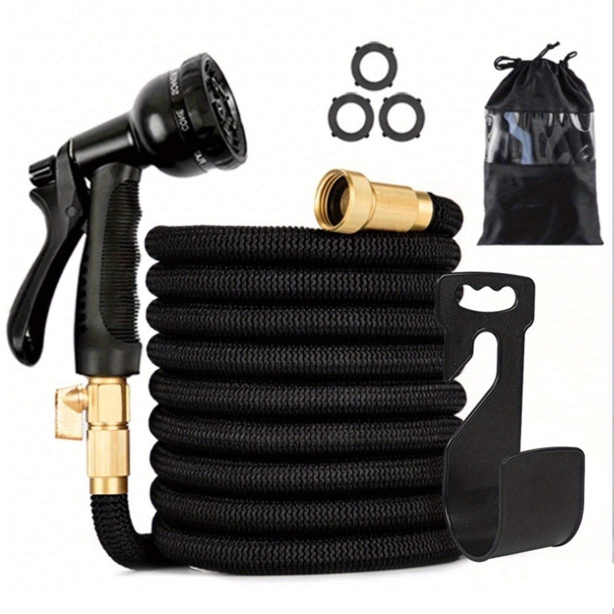 25/100FT Non-Expandable Rubber Garden Hose with 3/4" Solid Brass Fittings - Heavy-Duty Leakproof for Gardening, Cleaning, Yard & Forestry