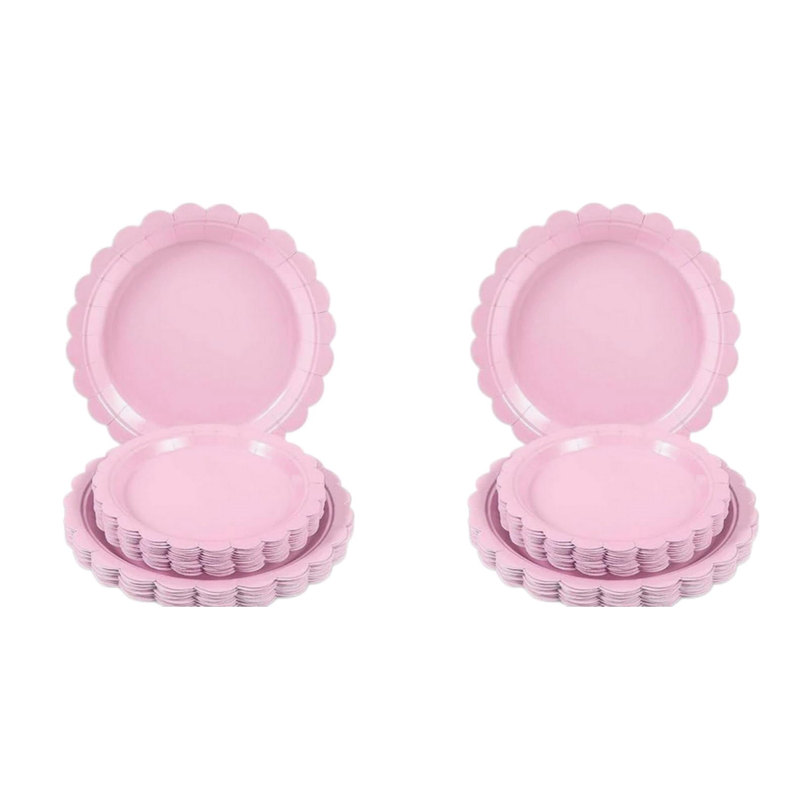 25-100PC Scalloped Paper Plates 7/9 Inch Disposable - Cute Dessert Cake Plate and Dinner Plate for Party, Decorative Supplies for Birthday Wedding Bridal Shower, Set for Wedding