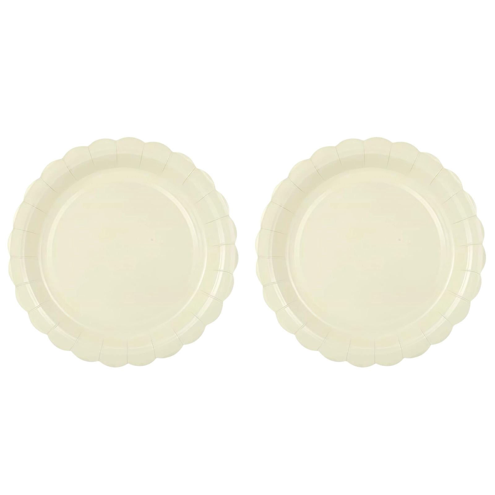 25-100PC Scalloped Paper Plates 7/9 Inch Disposable - Cute Dessert Cake Plate and Dinner Plate for Party, Decorative Supplies for Birthday Wedding Bridal Shower, Set for Wedding