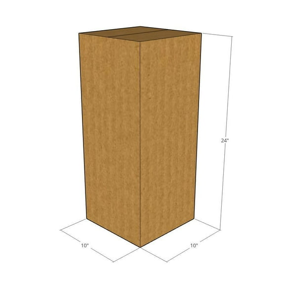 10x10x24 Kraft Brown Corrugated Shipping Boxes, 32 ECT Single-Wall, Qty 25