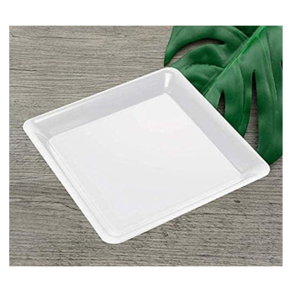 25 12" Square Plastic Trays White Heavy Duty Plastic Serving Tray 12" x 12" Serving Platters Food Tray Decorative Serving Trays Wedding Platter Party Trays Disposable Serving Party Platters