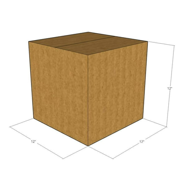 12x12x12 Kraft Brown Corrugated Shipping Boxes, 32 ECT Single-Wall, Qty 25