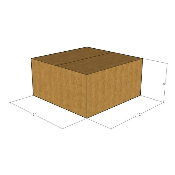 12x12x6 Kraft Brown Corrugated Shipping Boxes, 32 ECT Single-Wall, Qty 25