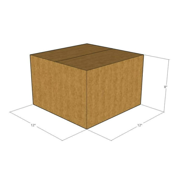 12x12x8 Kraft Brown Corrugated Shipping Boxes, 32 ECT Single-Wall, Qty 25