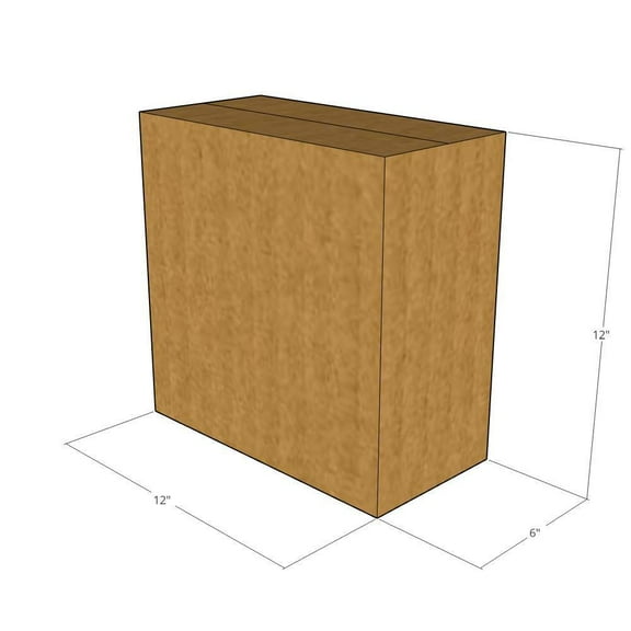12x6x12 Kraft Brown Corrugated Shipping Boxes, 32 ECT Single-Wall, Qty 25