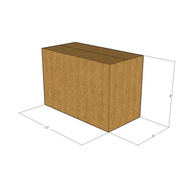 12x6x8 Kraft Brown Corrugated Shipping Boxes, 32 ECT Single-Wall, Qty 25