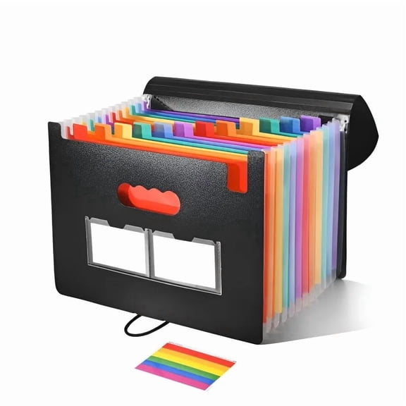 25/13 Pockets Plastic Three Sided Sealed Hanging Rope Flip Organ Bag A4 Multi-layer Folder Office File Storage Bag