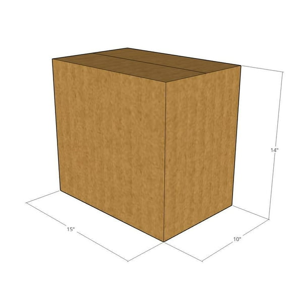 15x10x14 Kraft Brown Corrugated Shipping Boxes, 32 ECT Single-Wall, Qty 25