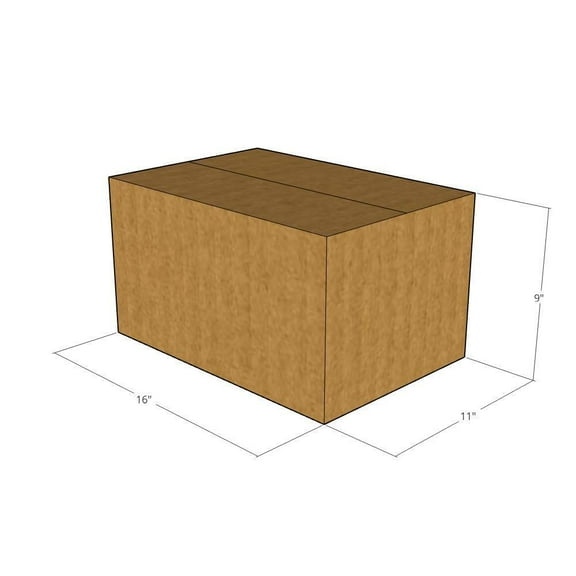16x11x9 Kraft Brown Corrugated Shipping Boxes, 32 ECT Single-Wall, Qty 25