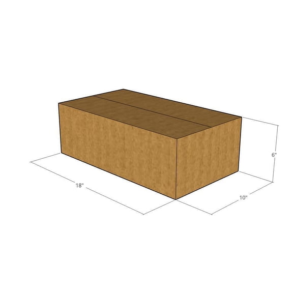 18x10x6 Kraft Brown Corrugated Shipping Boxes, 32 ECT Single-Wall, Qty 25
