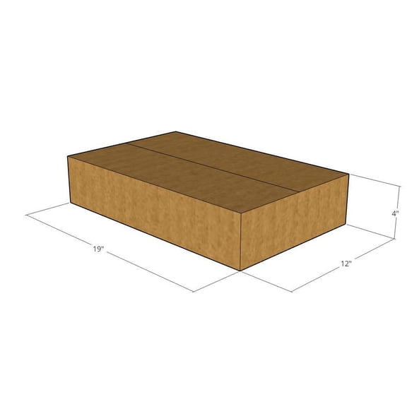 19x12x4 Kraft Brown Corrugated Shipping Boxes, 32 ECT Single-Wall, Qty 25