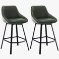 25.2" Swivel Stools with Back Counter Height Industrial Linen Fabric
