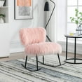 thumbnail image 1 of Nursery Rocking Chair, Faux Fur Plush Upholstered Glider Rocker Chair with Metal Base, Comfy Rocking Accent Chair Armchair for Living Room Bedroom Office, Pink, 1 of 7