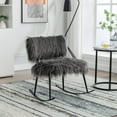 thumbnail image 1 of 25.2'' Modern Faux Fur Plush Rocker Chair, Single Leisure Rocker Chair with Black Metal Rocker, Fluffy Upholstered Glider Chair for Living Room, Bedroom, Guest Room, 1 of 7