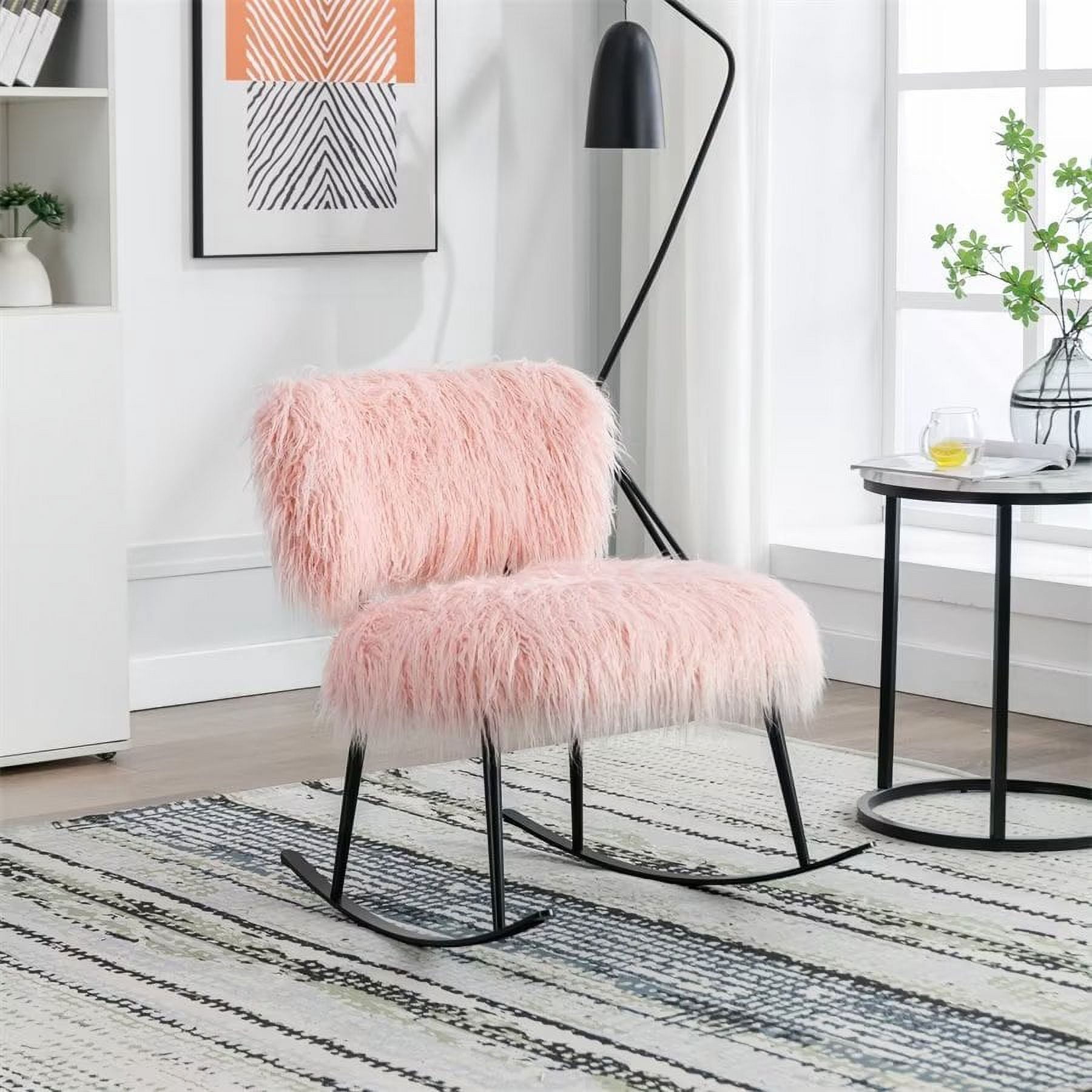25.2''W Nursery Rocking Chair, Single Recliner Chair, Fluffy Glider ...