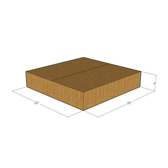 20x20x4 Kraft Brown Corrugated Shipping Boxes, 32 ECT Single-Wall, Qty 25